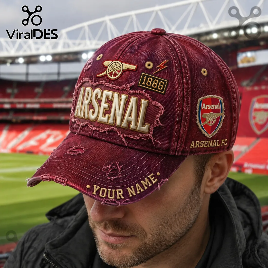 Arsenal FC 1886 Vintage Distressed Maroon Baseball Logo Cap Arsenal FC 1886 Vintage Distressed Maroon Baseball Logo Cap