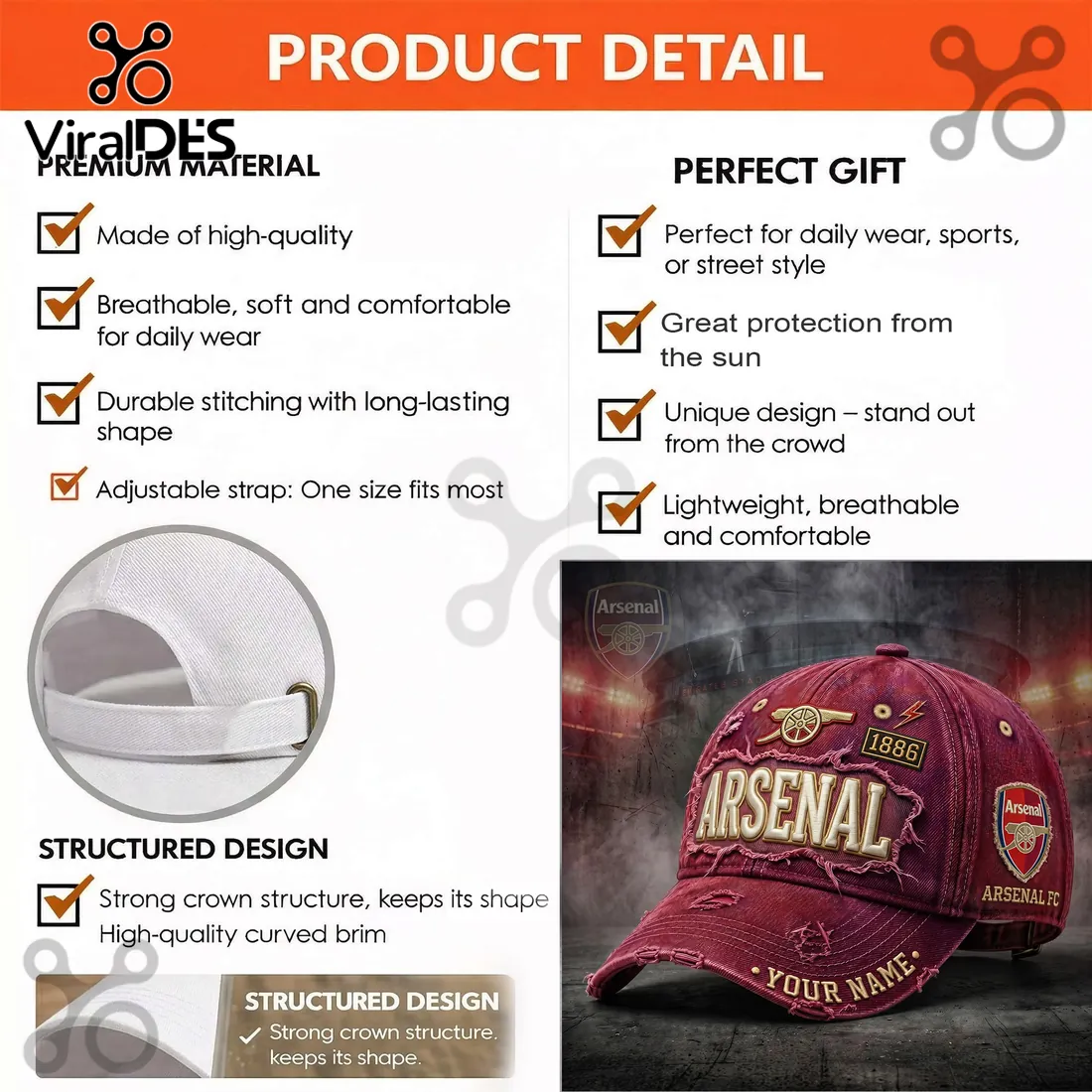 Arsenal FC 1886 Vintage Distressed Maroon Baseball Logo Cap Arsenal FC 1886 Vintage Distressed Maroon Baseball Logo Cap