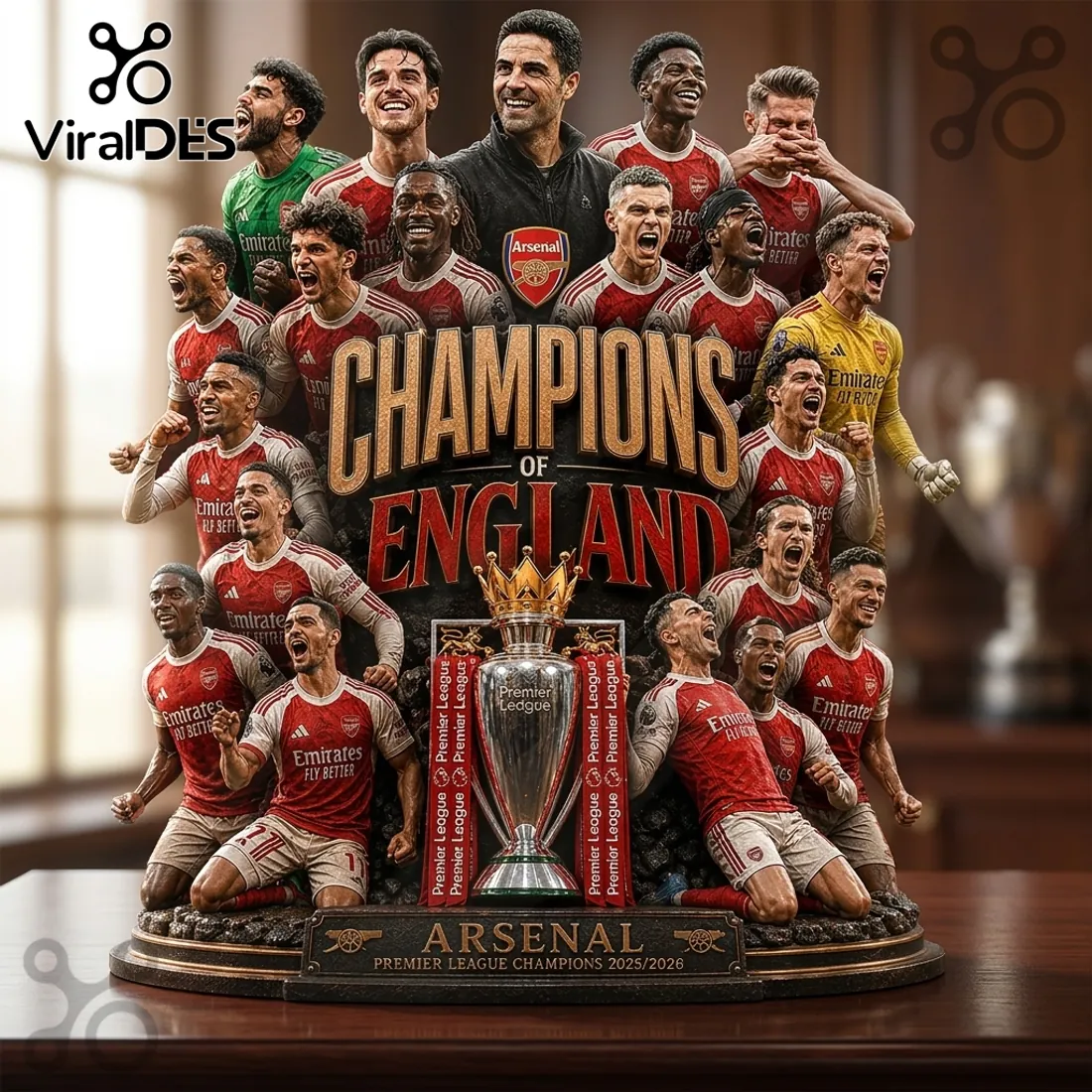 Arsenal FC Premier League Champions 2025/26 Collectible Acrylic Plaque Arsenal FC Premier League Champions 2025/26 Collectible Acrylic Plaque