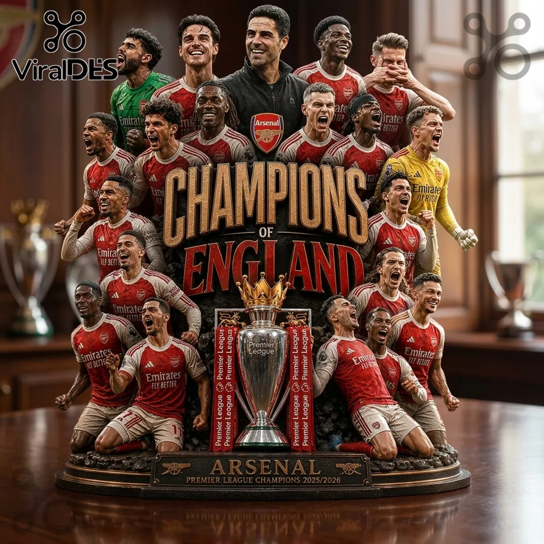 Arsenal FC Premier League Champions 2025/26 Collectible Acrylic Plaque Arsenal FC Premier League Champions 2025/26 Collectible Acrylic Plaque