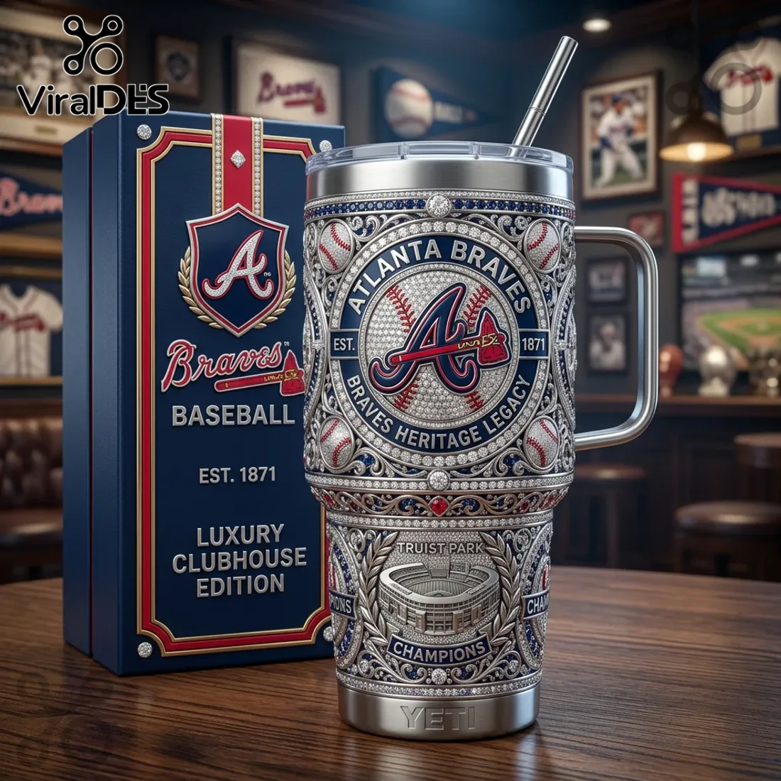 Atlanta Braves Luxury Clubhouse Edition 40oz Stainless Steel Tumbler Atlanta Braves Luxury Clubhouse Edition 40oz Stainless Steel Tumbler