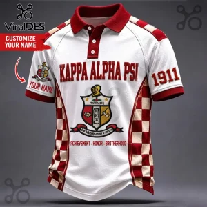 Kappa Alpha Psi 1911 Crimson and White Polo Shirt