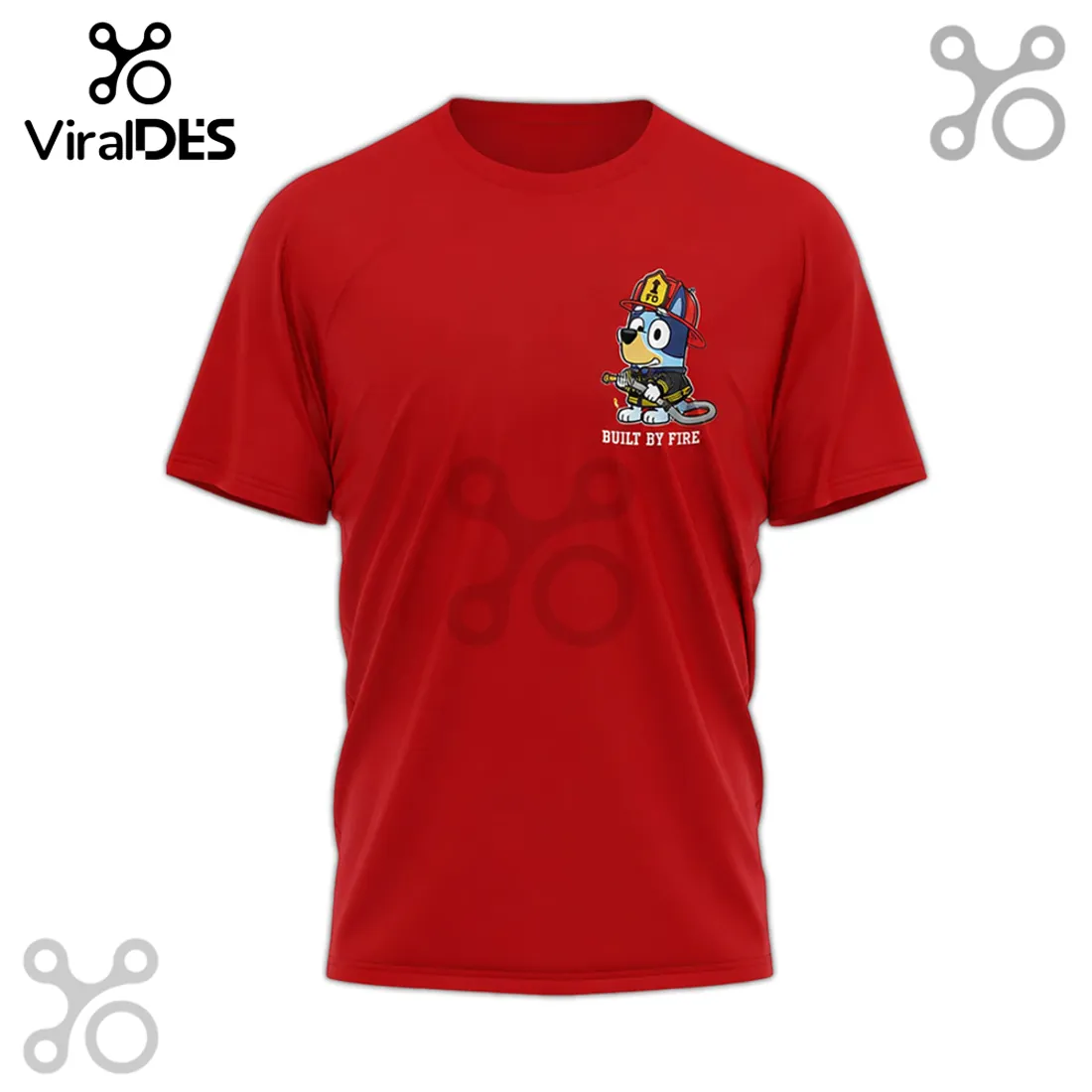Bluey Fire Department Cartoon Character Graphic T-Shirt Bluey Fire Department Cartoon Character Graphic T-Shirt
