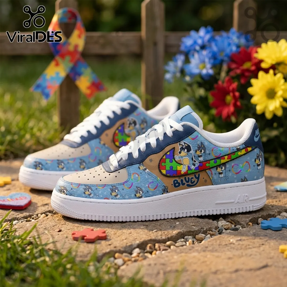 Bluey x Autism Acceptance Custom Air Force 1 Shoes 2026 Bluey x Autism Acceptance Custom Air Force 1 Shoes 2026