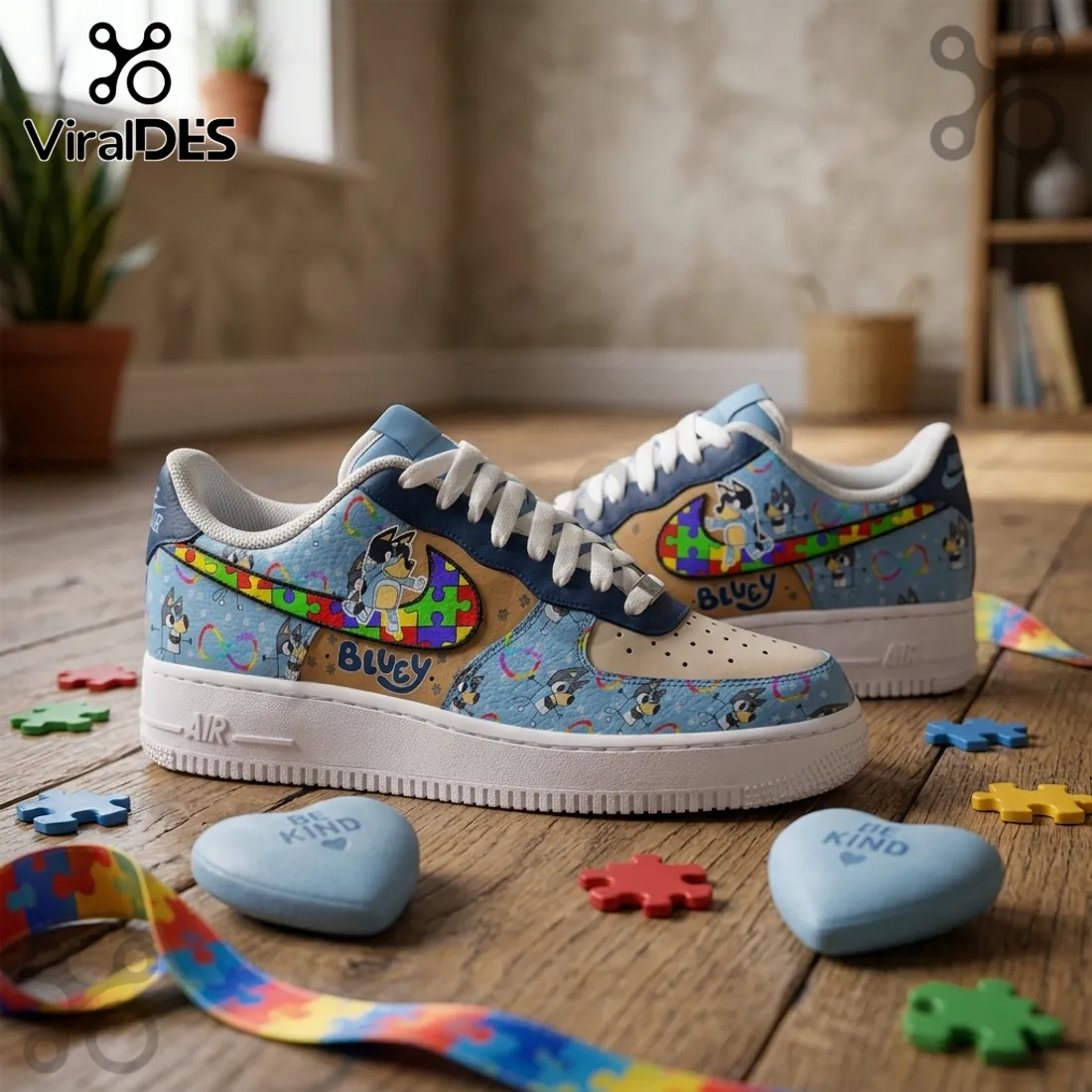 Bluey x Autism Acceptance Custom Air Force 1 Shoes 2026 Bluey x Autism Acceptance Custom Air Force 1 Shoes 2026