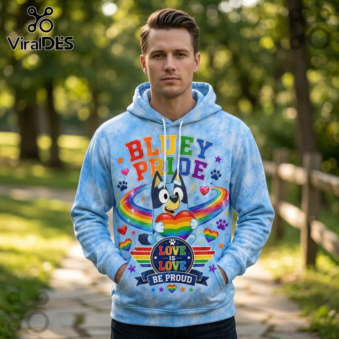 Bluey x Rainbow Pride Love Wins Tie Dye Collectible Hoodie Bluey x Rainbow Pride Love Wins Tie Dye Collectible Hoodie