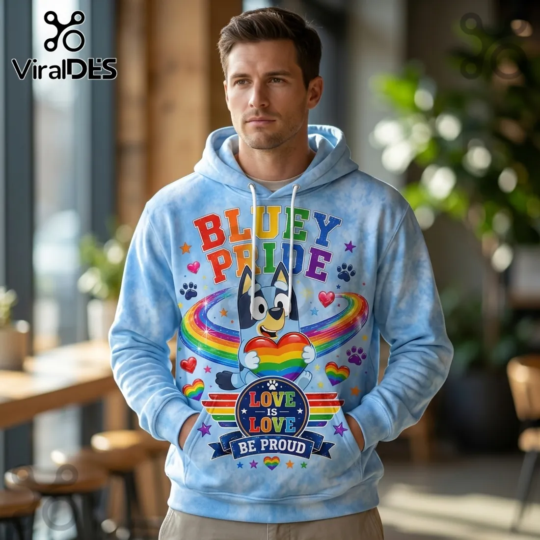 Bluey x Rainbow Pride Love Wins Tie Dye Collectible Hoodie Bluey x Rainbow Pride Love Wins Tie Dye Collectible Hoodie
