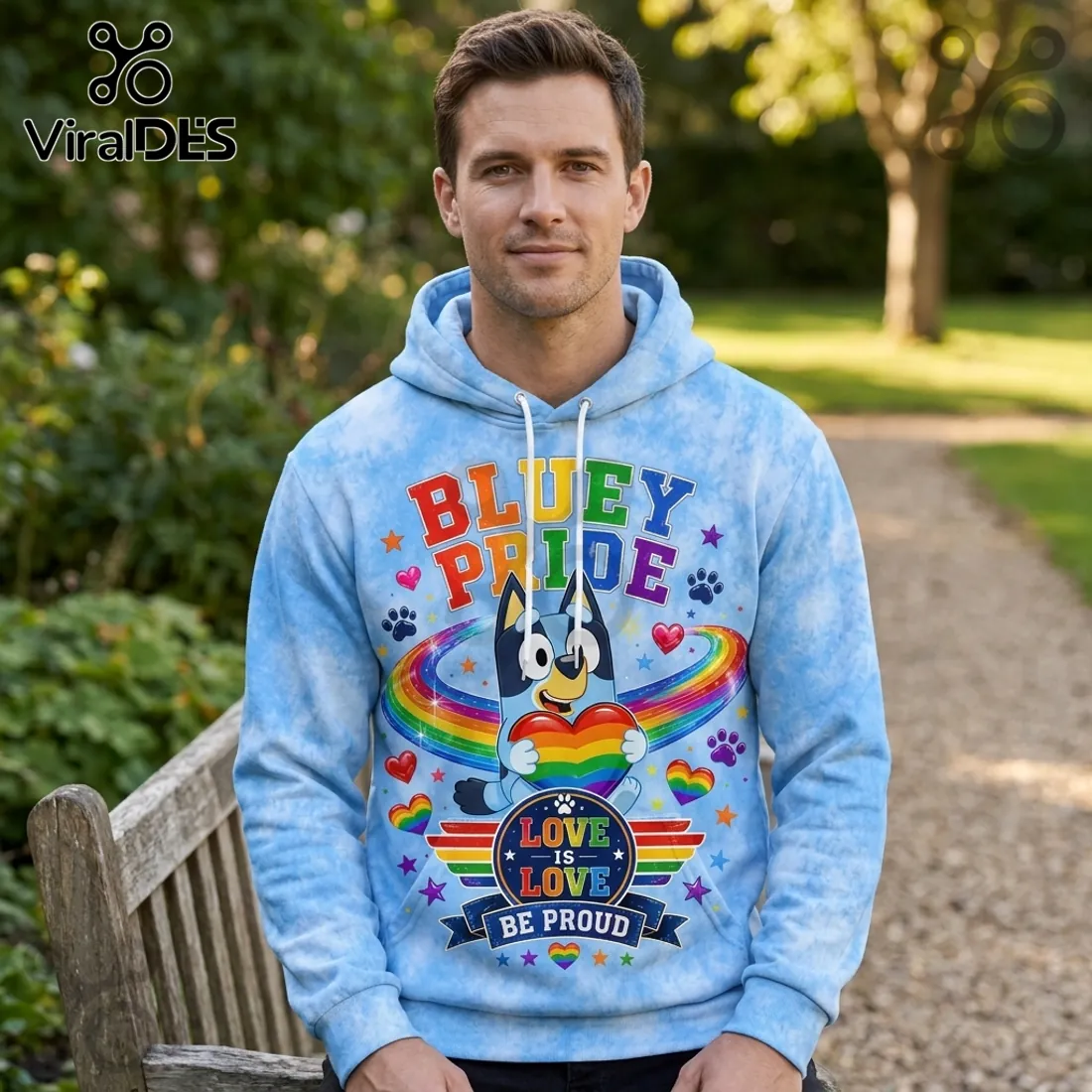 Bluey x Rainbow Pride Love Wins Tie Dye Collectible Hoodie Bluey x Rainbow Pride Love Wins Tie Dye Collectible Hoodie