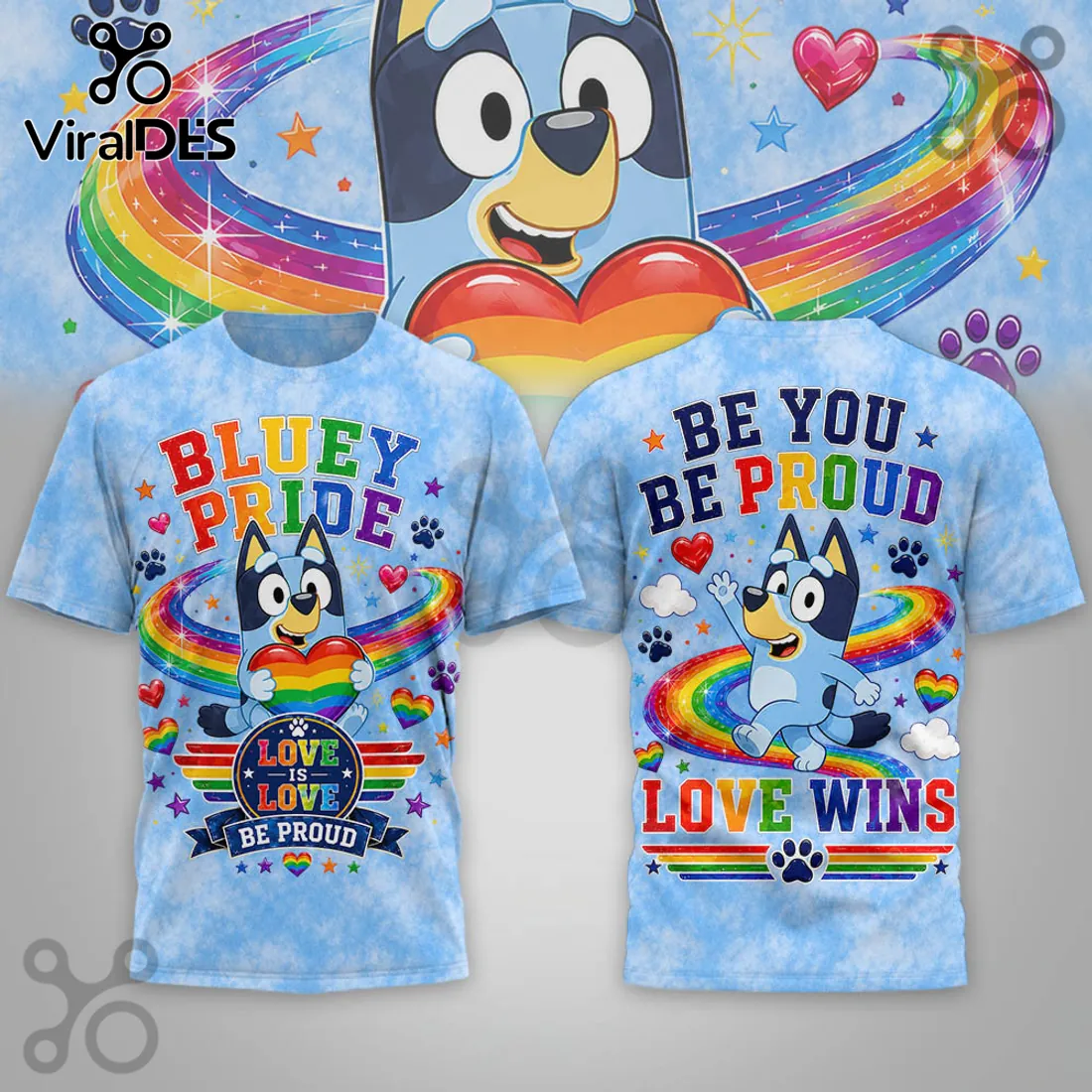 Bluey x Rainbow Pride Love Wins Tie Dye Collectible Hoodie Bluey x Rainbow Pride Love Wins Tie Dye Collectible Hoodie
