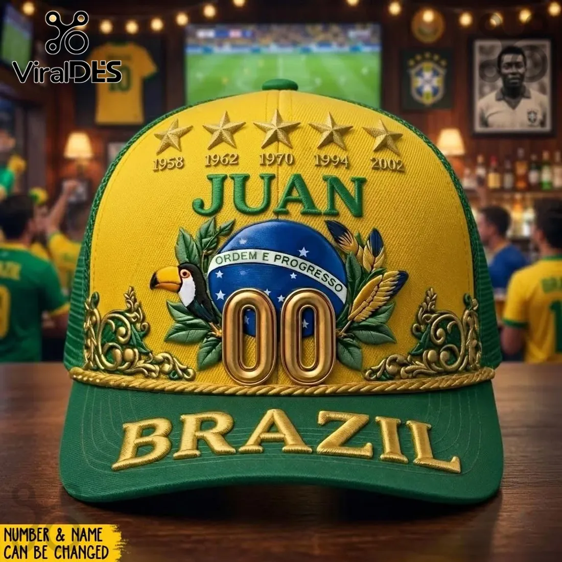 Brazil National Soccer Team 5-Star Anniversary Baseball Cap Brazil National Soccer Team 5-Star Anniversary Baseball Cap