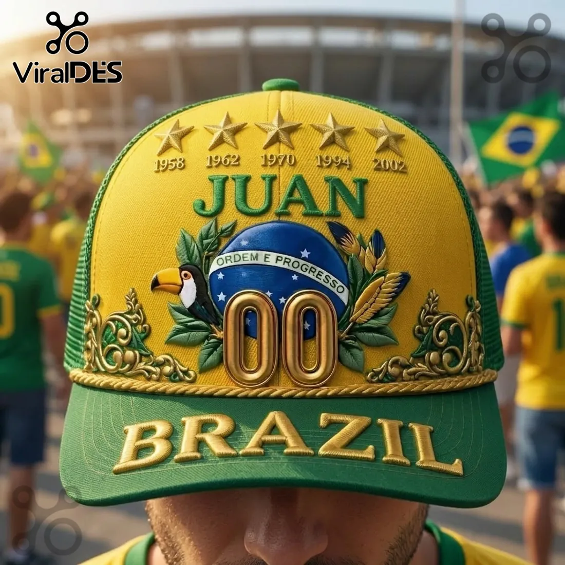 Brazil National Soccer Team 5-Star Anniversary Baseball Cap Brazil National Soccer Team 5-Star Anniversary Baseball Cap