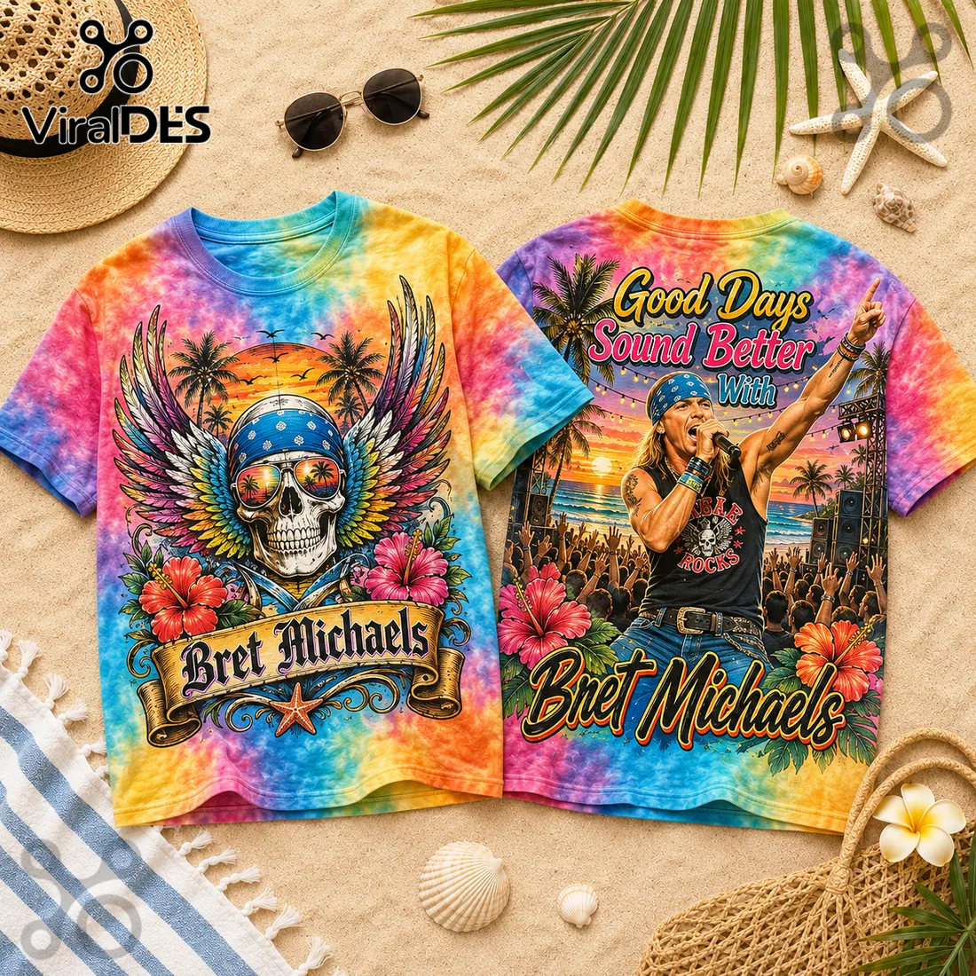 Bret Michaels Good Days Summer Vibes Tropical 2026 T-Shirt Bret Michaels Good Days Summer Vibes Tropical 2026 T-Shirt