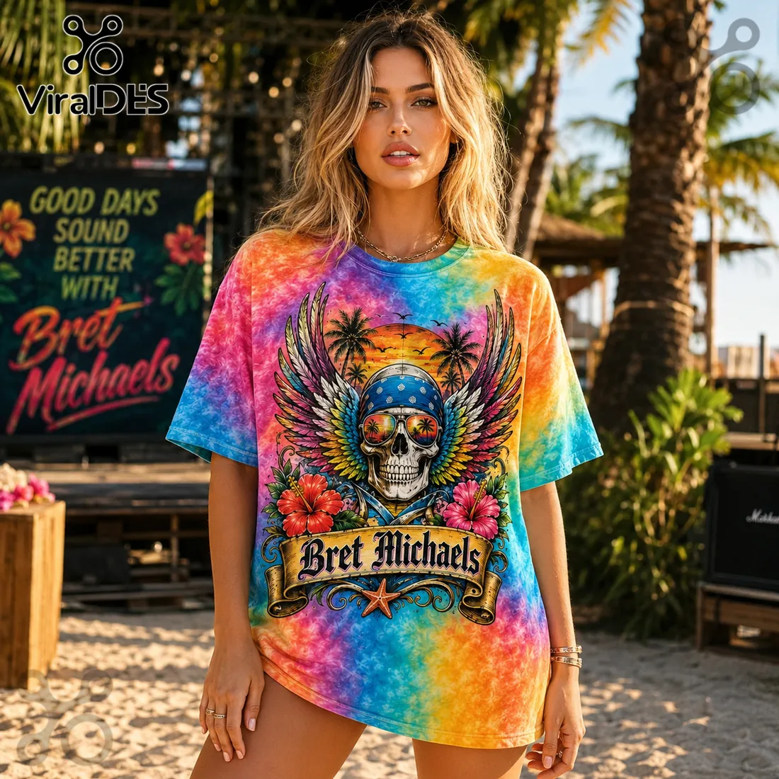 Bret Michaels Good Days Summer Vibes Tropical 2026 T-Shirt Bret Michaels Good Days Summer Vibes Tropical 2026 T-Shirt