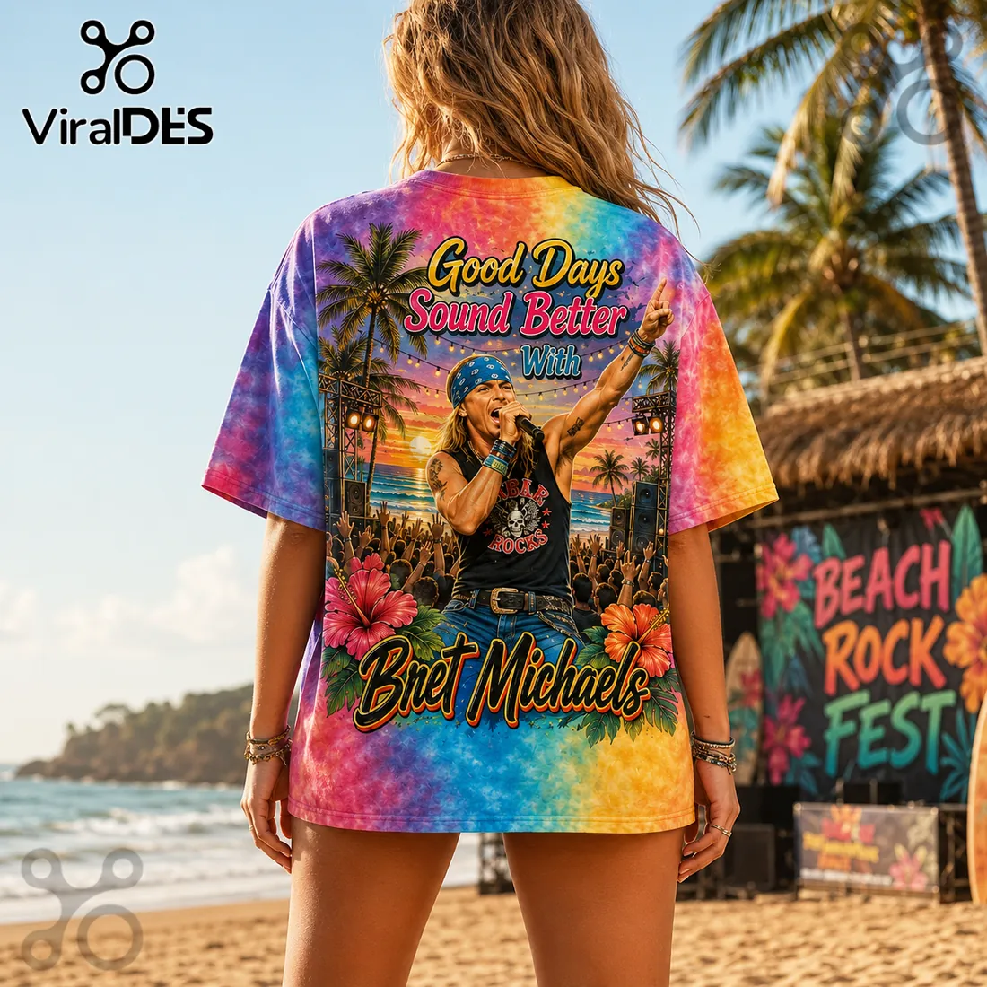 Bret Michaels Good Days Summer Vibes Tropical 2026 T-Shirt Bret Michaels Good Days Summer Vibes Tropical 2026 T-Shirt