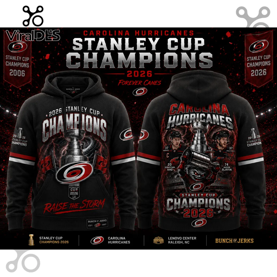 Carolina Hurricanes 2026 Stanley Cup Champions Black Pullover Hoodie Carolina Hurricanes 2026 Stanley Cup Champions Black Pullover Hoodie