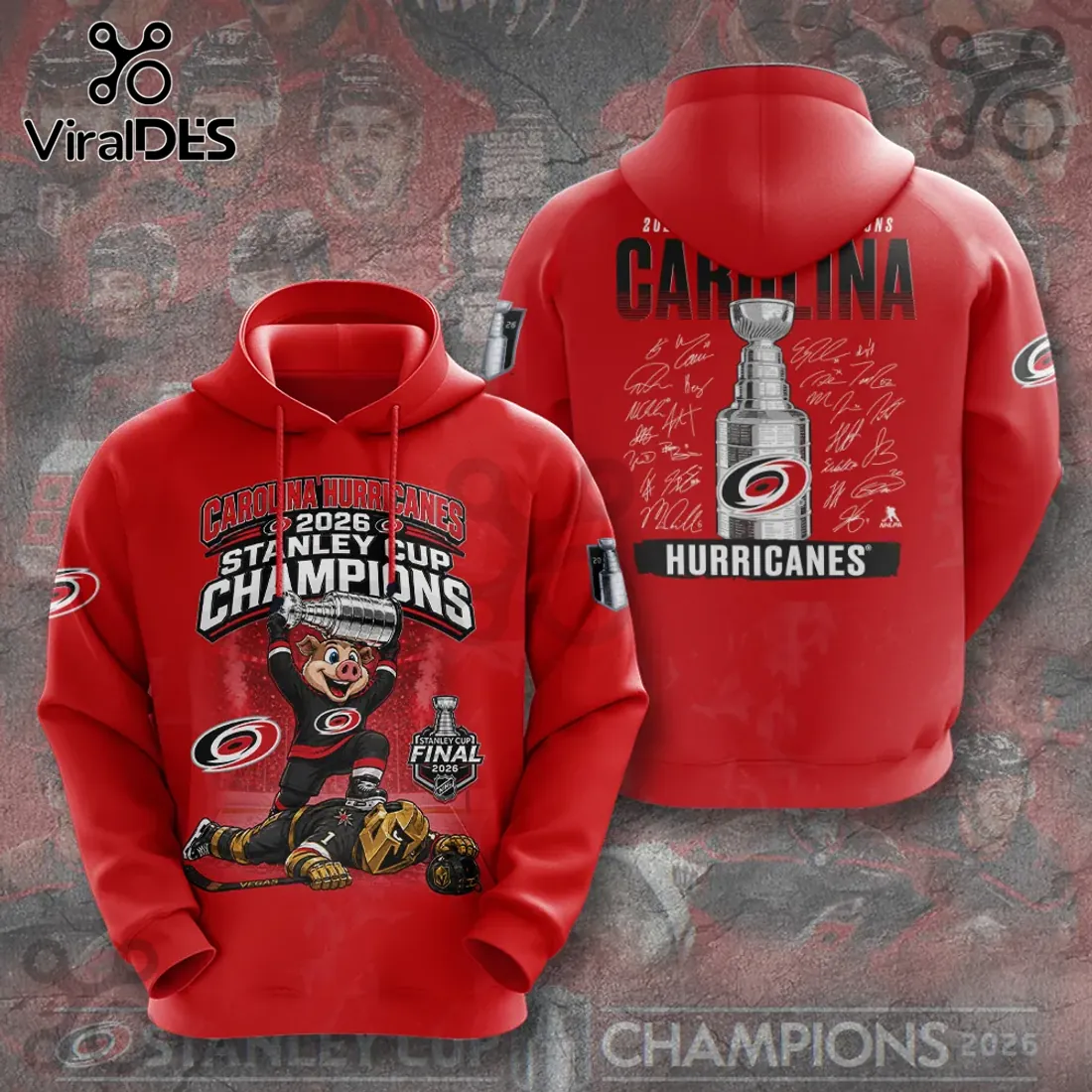 Carolina Hurricanes 2026 Stanley Cup Champions Mascot Hoodie Carolina Hurricanes 2026 Stanley Cup Champions Mascot Hoodie