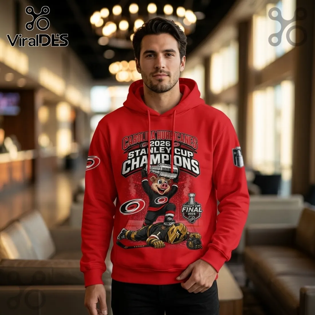 Carolina Hurricanes 2026 Stanley Cup Champions Mascot Hoodie Carolina Hurricanes 2026 Stanley Cup Champions Mascot Hoodie