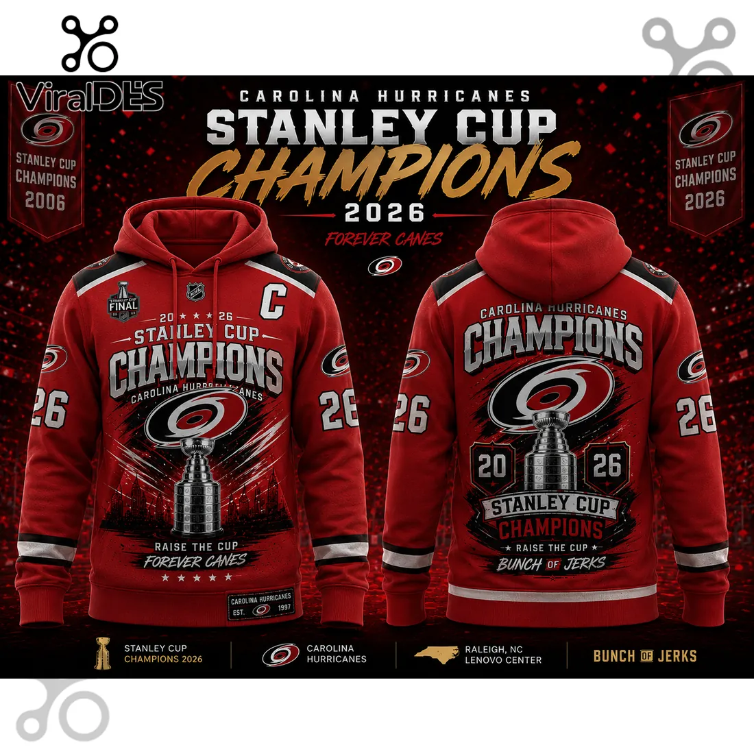 Carolina Hurricanes 2026 Stanley Cup Champions Pullover Hoodie Carolina Hurricanes 2026 Stanley Cup Champions Pullover Hoodie