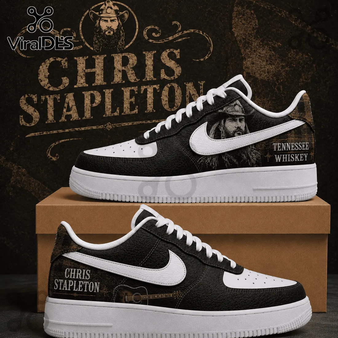 Chris Stapleton Black Leather Tennessee Whiskey Nike Air Force 1 Chris Stapleton Black Leather Tennessee Whiskey Nike Air Force 1