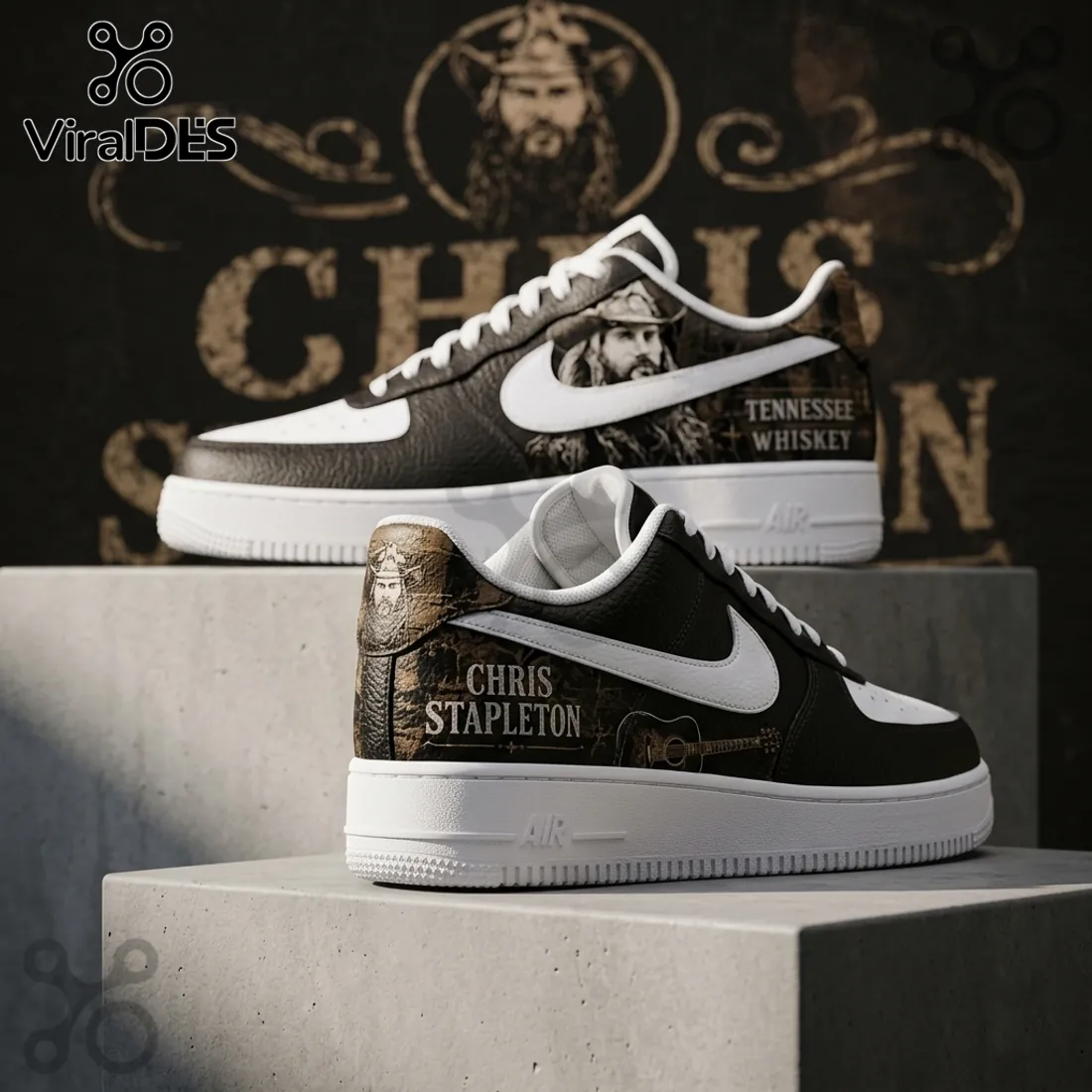 Chris Stapleton Black Leather Tennessee Whiskey Nike Air Force 1 Chris Stapleton Black Leather Tennessee Whiskey Nike Air Force 1