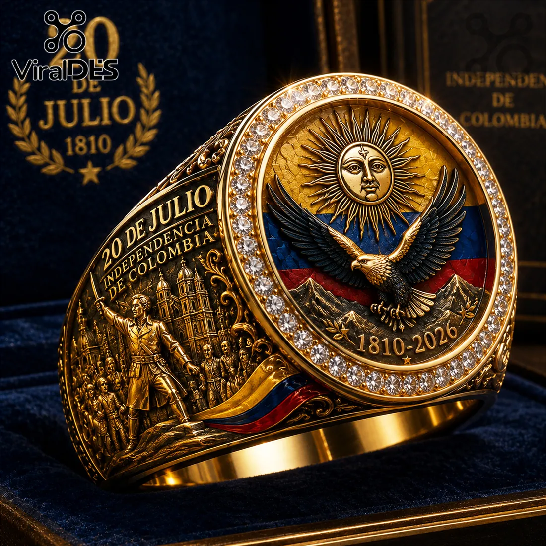 Colombia Independence 20 July 1810 Gold Plated Ring Colombia Independence 20 July 1810 Gold Plated Ring
