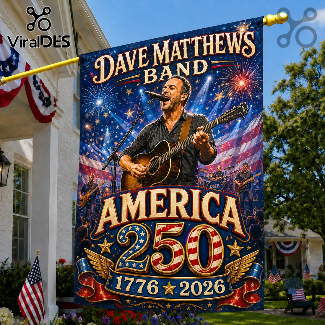 Dave Matthews Band America 250 Years 1776-2026 House Flag Dave Matthews Band America 250 Years 1776-2026 House Flag