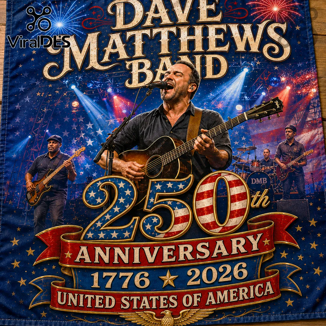 Dave Matthews Band America 250 Years 1776-2026 House Flag Dave Matthews Band America 250 Years 1776-2026 House Flag