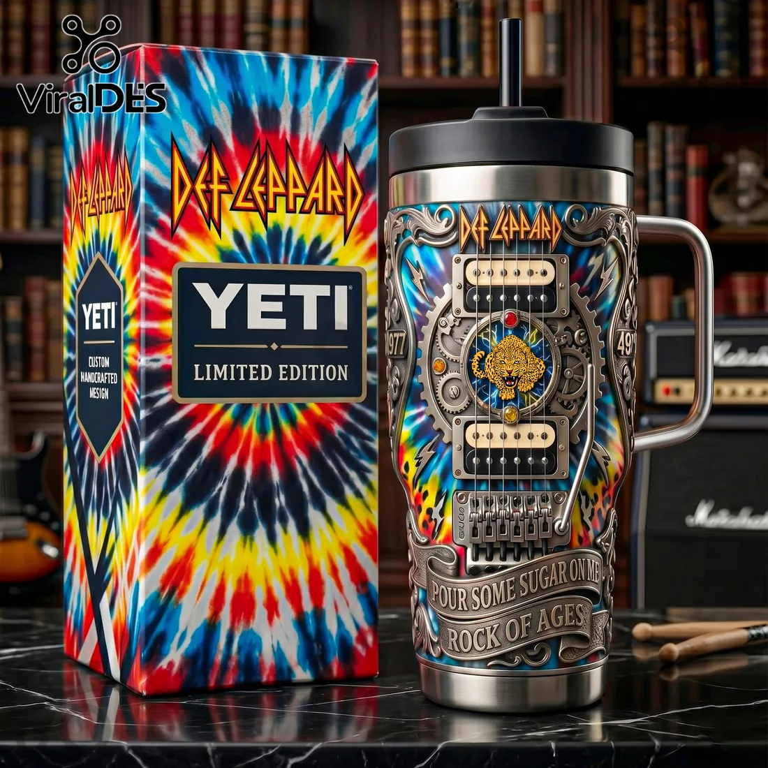 Def Leppard x Yeti Limited Edition Rock Guitar Sculpted Stainless Tumbler Def Leppard x Yeti Limited Edition Rock Guitar Sculpted Stainless Tumbler