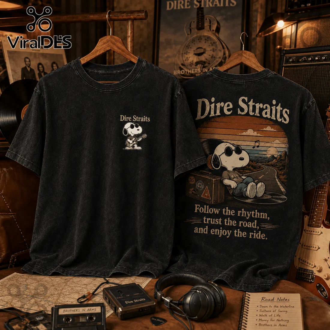 Dire Straits Snoopy Premium Mineral Wash T-Shirt Dire Straits Snoopy Premium Mineral Wash T-Shirt