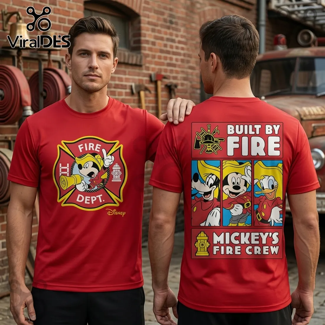 Disney Mickey Mouse x Firefighter Red Graphic Gift for Men T-Shirt Disney Mickey Mouse x Firefighter Red Graphic Gift for Men T-Shirt