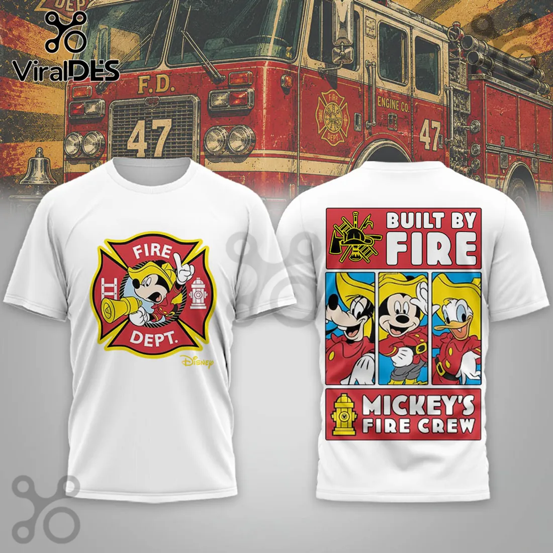 Disney Mickey Mouse x Firefighter Red Graphic Gift for Men T-Shirt Disney Mickey Mouse x Firefighter Red Graphic Gift for Men T-Shirt