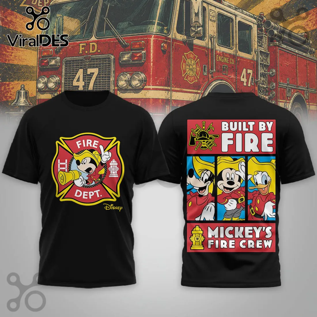 Disney Mickey Mouse x Firefighter Red Graphic Gift for Men T-Shirt Disney Mickey Mouse x Firefighter Red Graphic Gift for Men T-Shirt