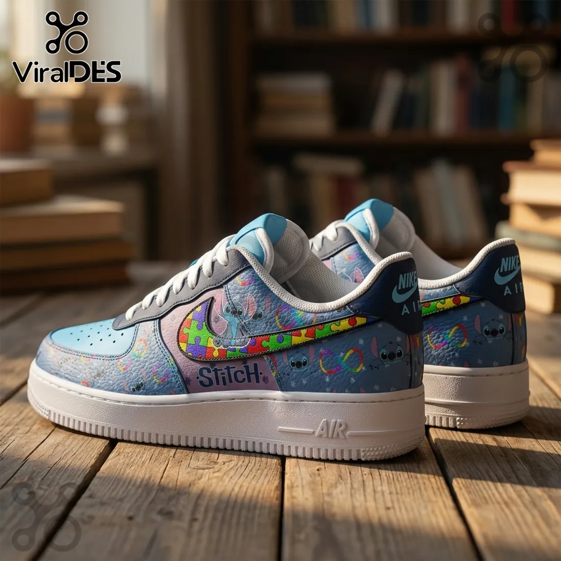 Disney Stitch x Autism Awareness Puzzle Air Force 1 Sneakers Disney Stitch x Autism Awareness Puzzle Air Force 1 Sneakers