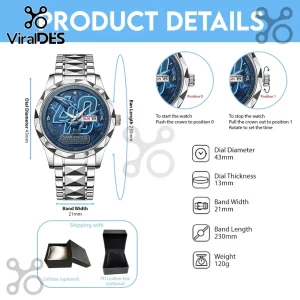 Star Trek IV The Voyage Home 40th anniversary stainless steel watch with 43mm dial, date display, and linked bracelet.!