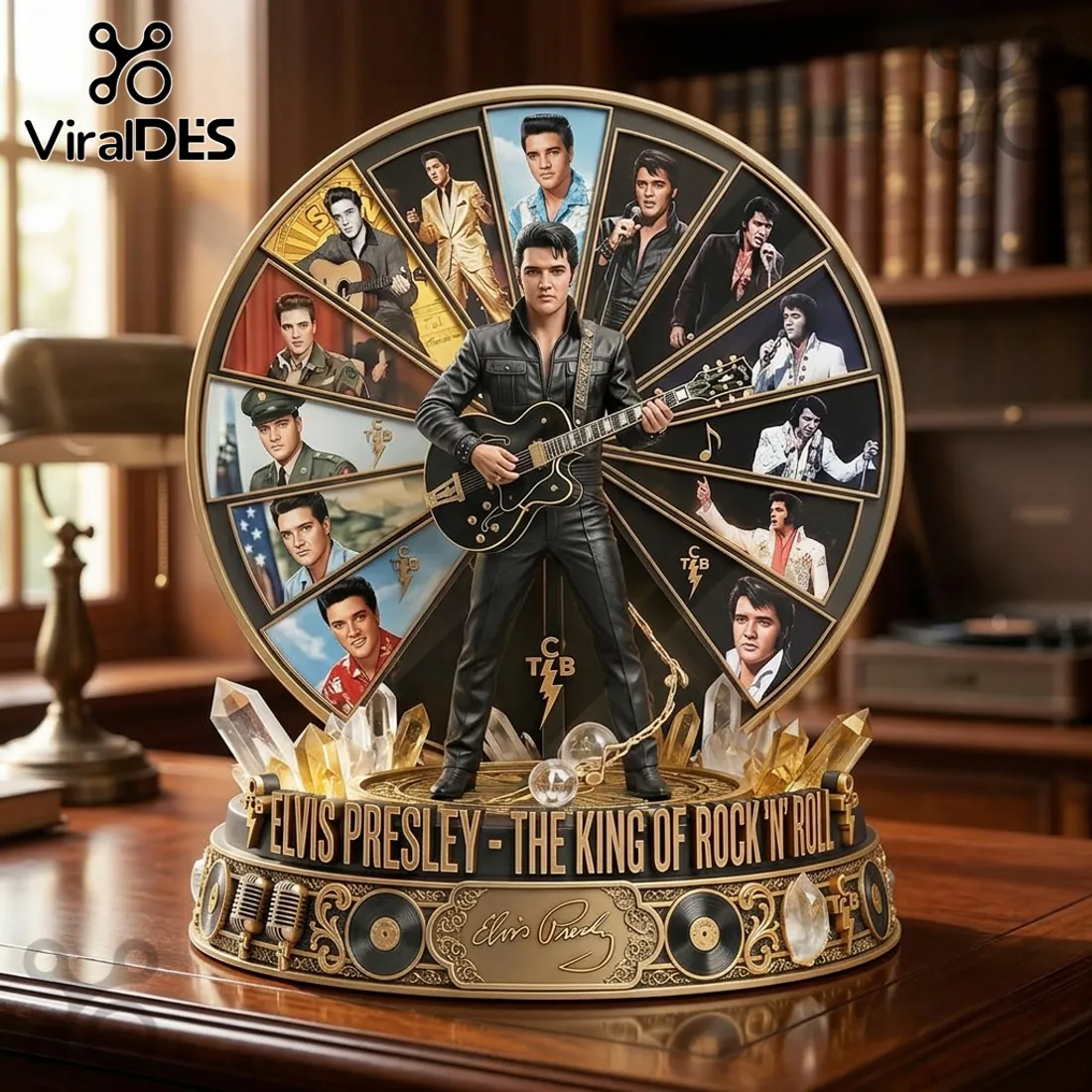 Elvis Presley The King Of Rock N Roll Sculpted Diorama Musical Rotating Figurine Elvis Presley The King Of Rock N Roll Sculpted Diorama Musical Rotating Figurine