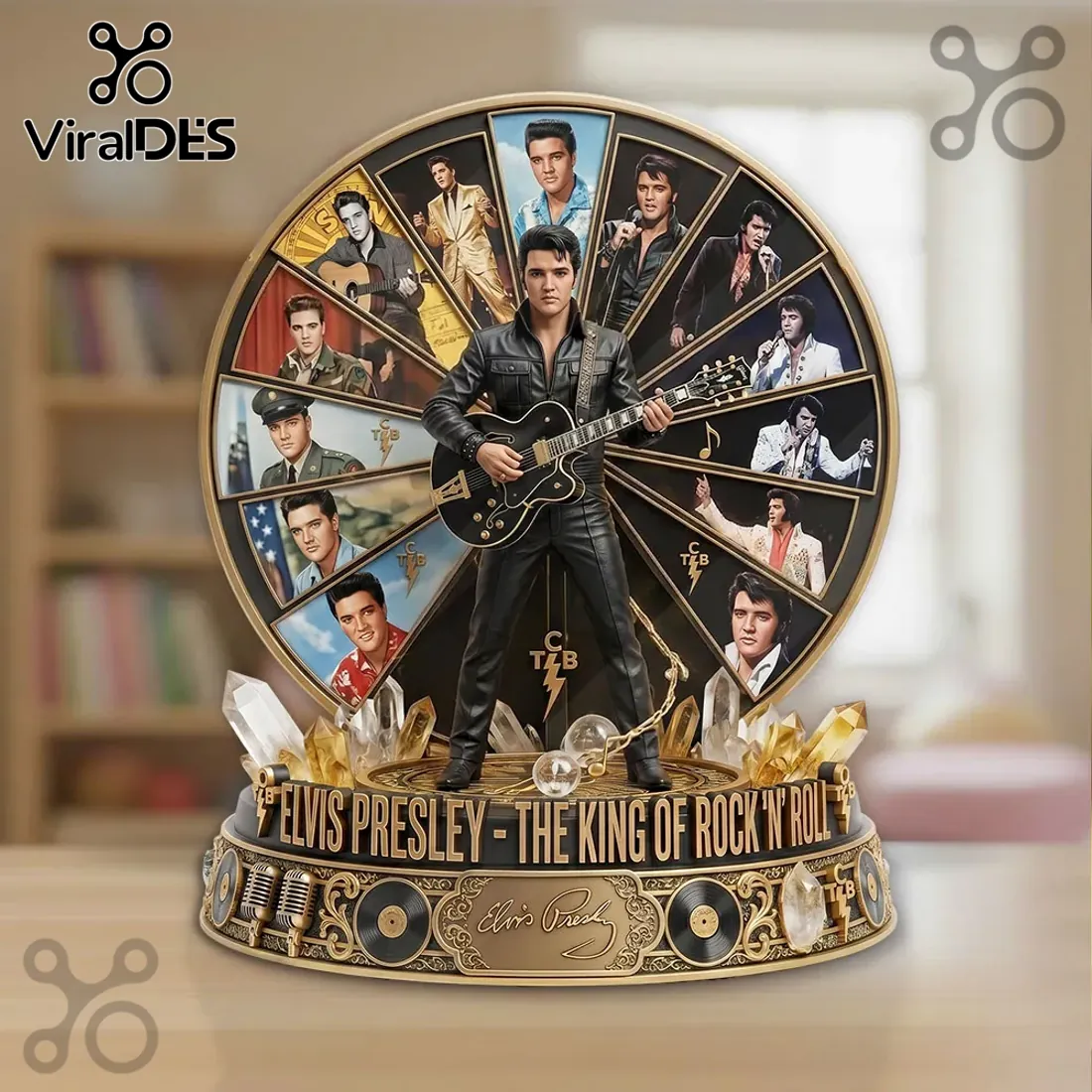 Elvis Presley The King Of Rock N Roll Sculpted Diorama Musical Rotating Figurine Elvis Presley The King Of Rock N Roll Sculpted Diorama Musical Rotating Figurine
