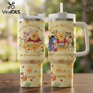 Personalized Winnie the Pooh 100th Anniversary Floral 40oz Tumbler Personalized Winnie the Pooh 100th Anniversary Floral 40oz Tumbler