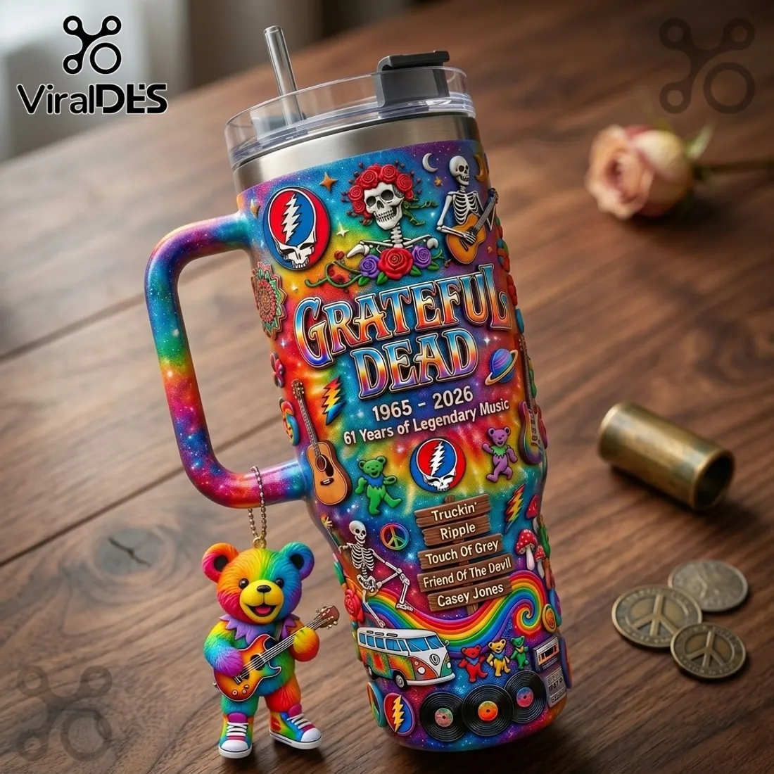 Grateful Dead 61 Years Anniversary Tie-Dye Collectible Travel Tumbler Grateful Dead 61 Years Anniversary Tie-Dye Collectible Travel Tumbler