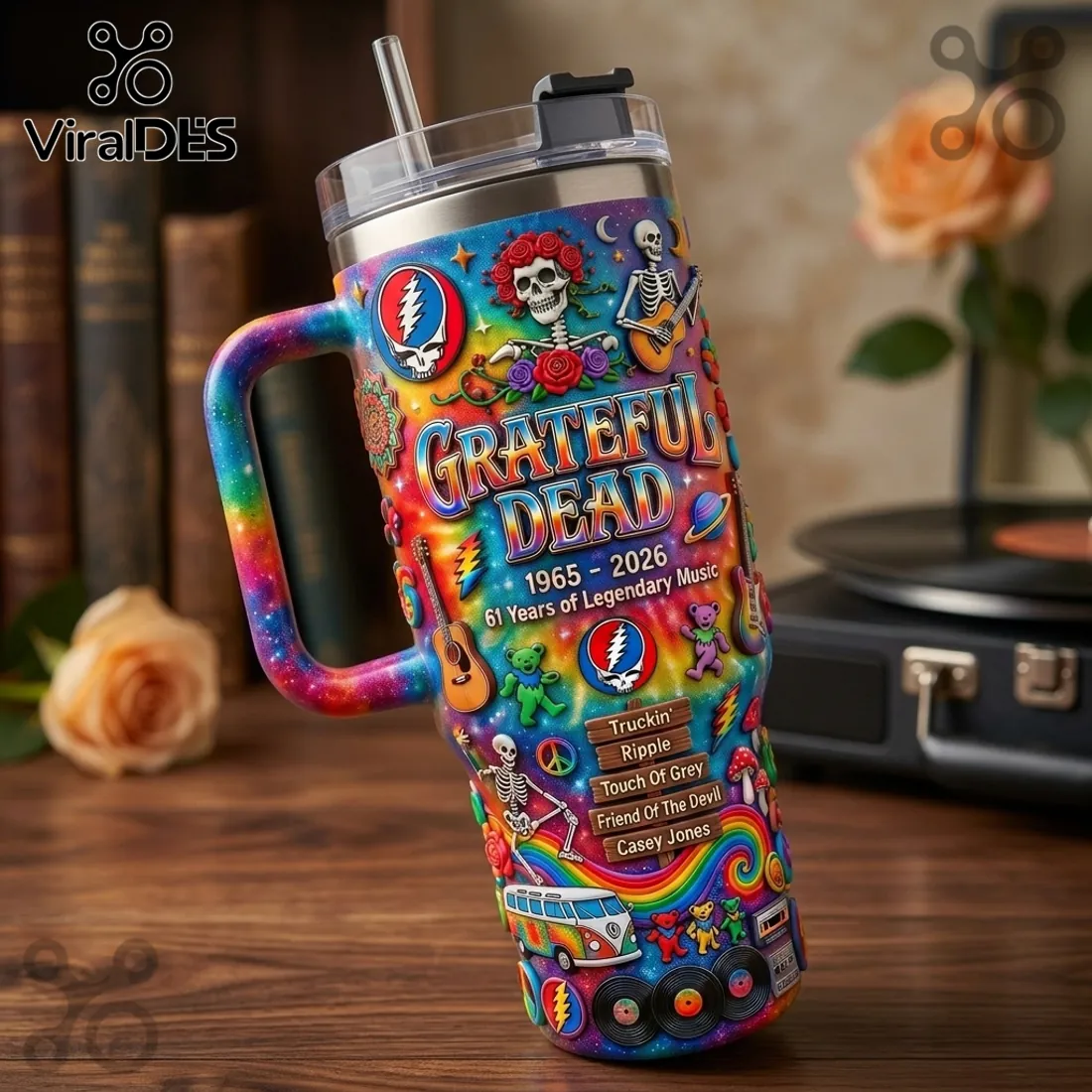 Grateful Dead 61 Years Anniversary Tie-Dye Collectible Travel Tumbler Grateful Dead 61 Years Anniversary Tie-Dye Collectible Travel Tumbler