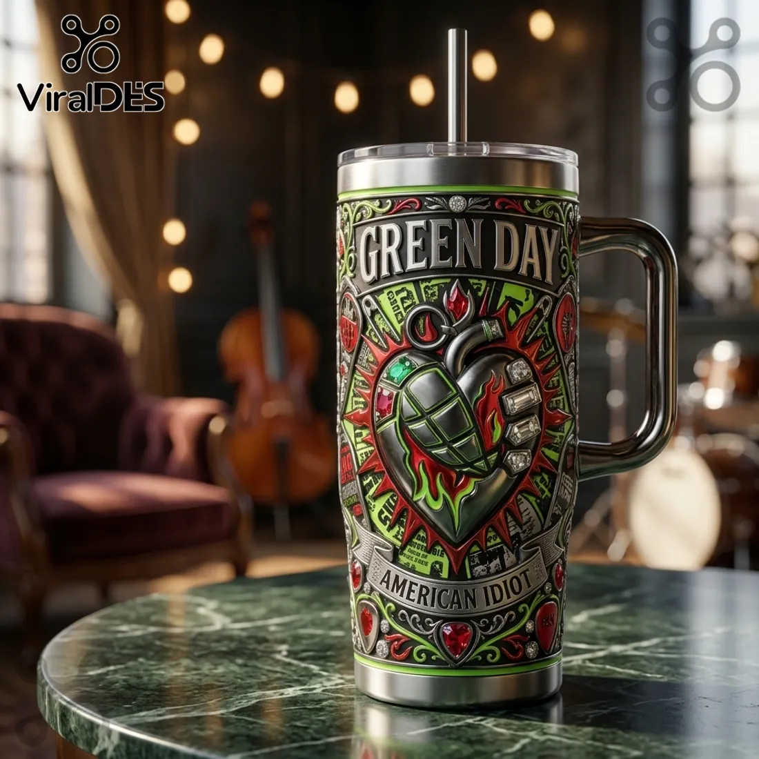 Green Day x American Idiot 40oz Insulated Stainless Steel Collectible Tumbler Green Day x American Idiot 40oz Insulated Stainless Steel Collectible Tumbler
