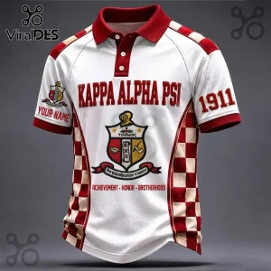 Kappa Alpha Psi 1911 Crimson and White Polo Shirt