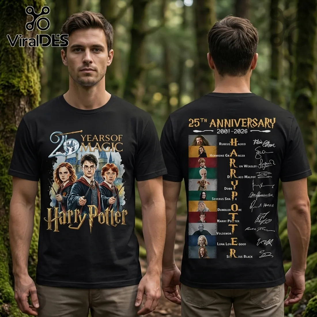 Harry Potter 25th Anniversary 2001-2026 Character Signatures T-shirt Harry Potter 25th Anniversary 2001-2026 Character Signatures T-shirt