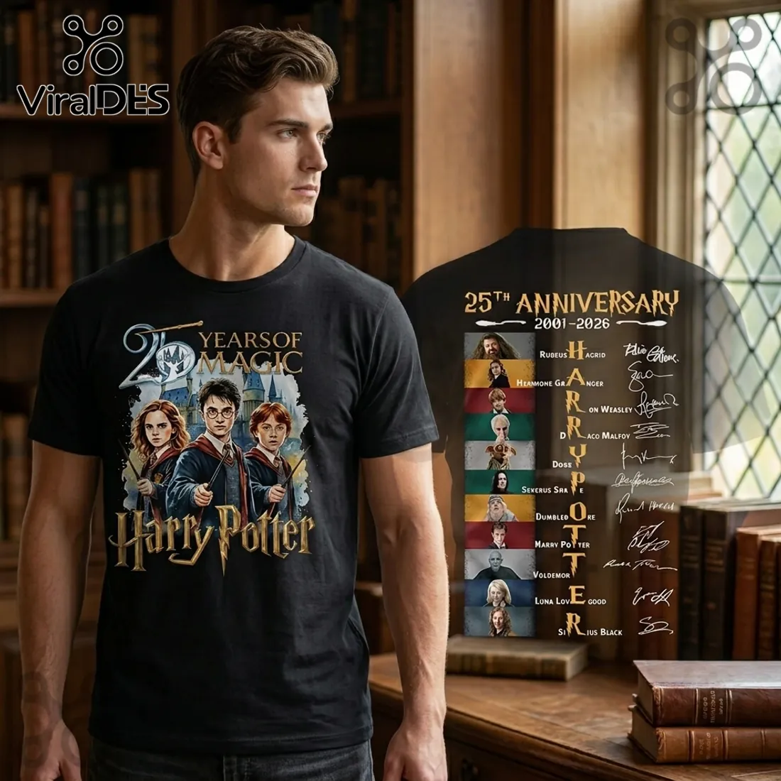 Harry Potter 25th Anniversary 2001-2026 Character Signatures T-shirt Harry Potter 25th Anniversary 2001-2026 Character Signatures T-shirt