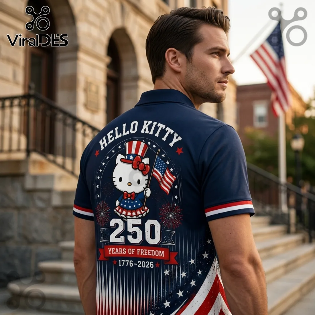 Hello Kitty x America 250 Years of Freedom Patriotic Collectible Polo Shirt Hello Kitty x America 250 Years of Freedom Patriotic Collectible Polo Shirt