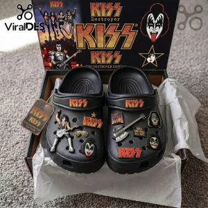 KISS Destroyer Edition Black Rock Band Crocs With Charms