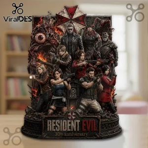 Resident Evil 30th anniversary resin statue featuring Leon, Claire, Jill, Chris, Ada, and monsters on an RPD logo base.!