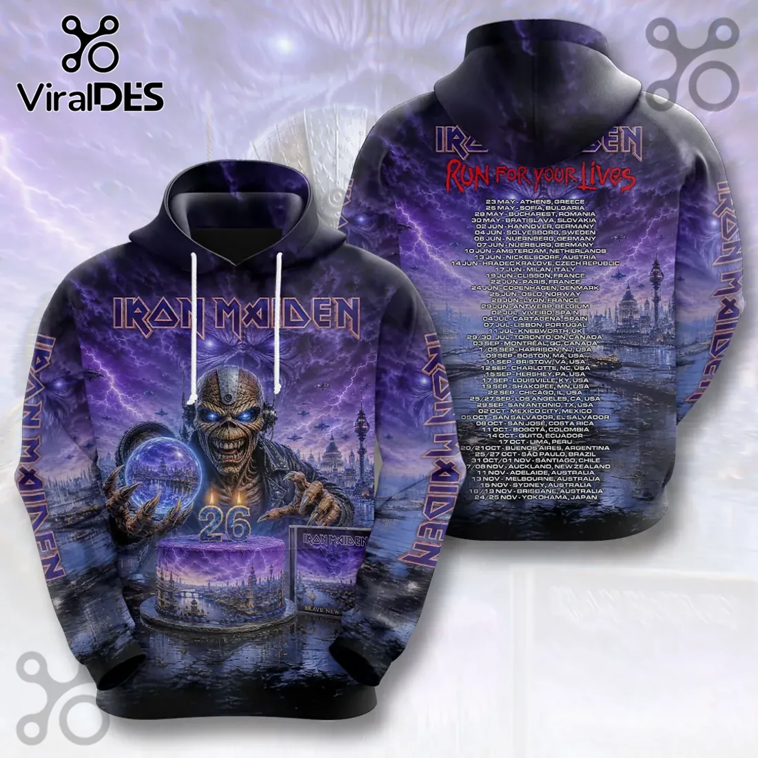 Iron Maiden Run For Your Lives 2026 Tour Hoodie Iron Maiden Run For Your Lives 2026 Tour Hoodie