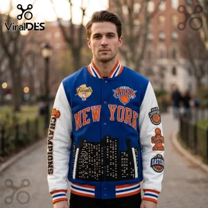 New York Knicks 2025-26 NBA Champions Varsity Baseball Jacket