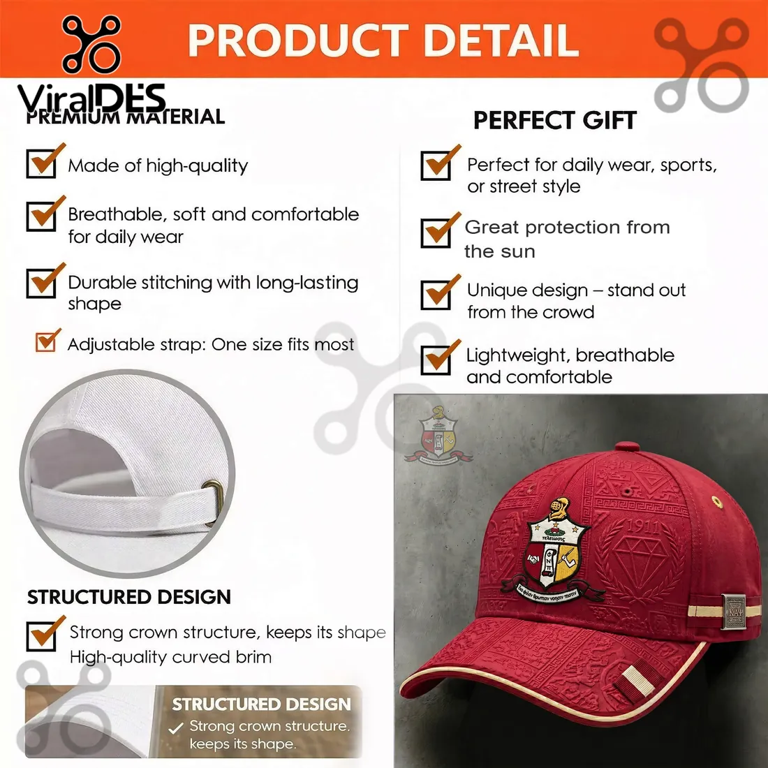 Kappa Alpha Psi 1911 Crest Embossed Baseball Cap Kappa Alpha Psi 1911 Crest Embossed Baseball Cap