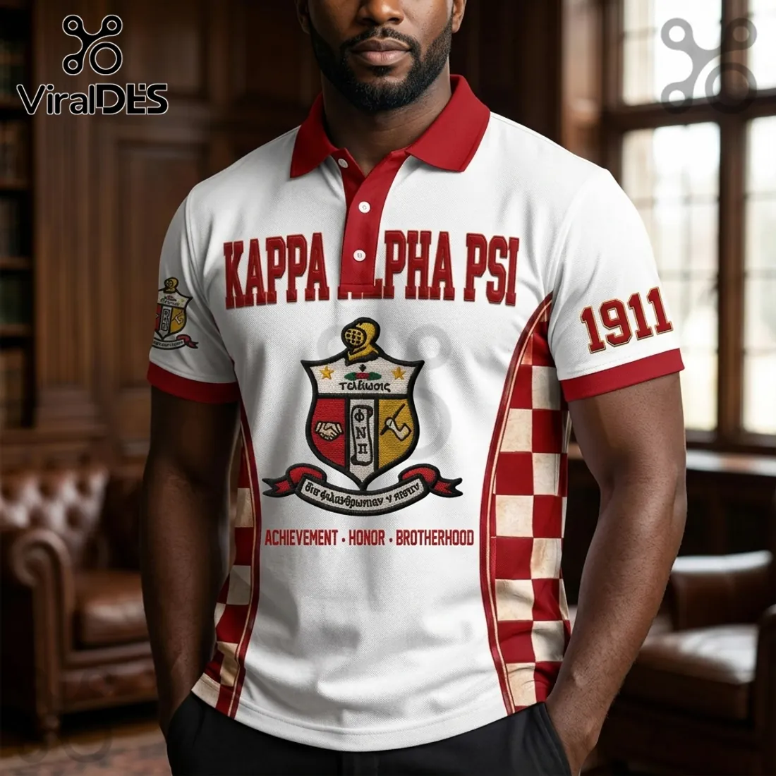 Kappa Alpha Psi 1911 Crimson and White Polo Shirt Kappa Alpha Psi 1911 Crimson and White Polo Shirt
